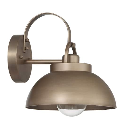 Hello Honey® Easton Tuscan Gold Modern Farmhouse Metal Shade & Exposed Bulb Wall Mounted Outdoor Light